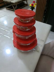 Glass Bowl 5 pc Set with Lids