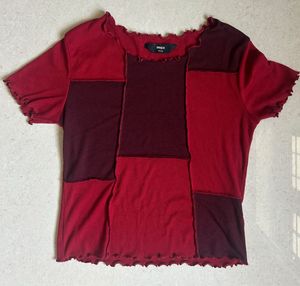 Patchwork Ruffle Trim Top