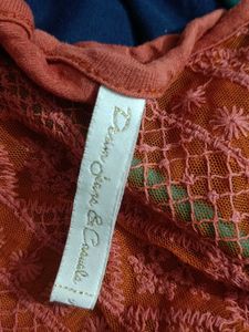 Coral Top with Lace Detail