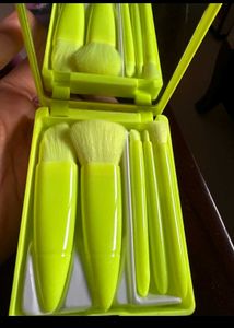 Neon Yellow Makeup Brush Set