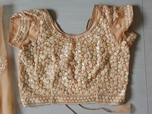 Elegant Peach Embellished Saree Set