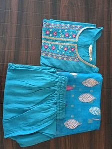 Teal Embroidered Kurta Set