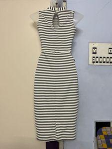Pintrest Korean Striped Side Slit Bodycon Dress