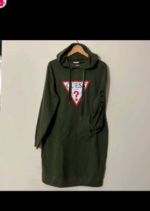 Guess Hoodie Long. Olive Green Colour