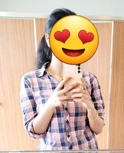 Peach &amp; Navy Plaid Shirt