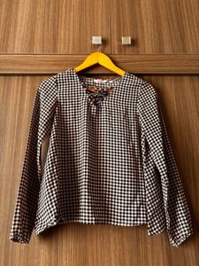 Gingham Tie-Neck Top