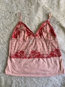DKNY Pink Lace Cami Top
