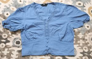 Light Blue Lace Trimmed Top