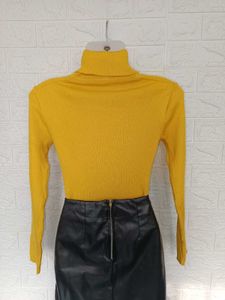 Imported Yellow Turtleneck Sweater