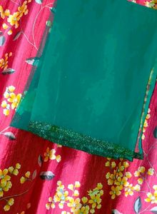 Shimmery Crop Top Lehenga With Dupatta Set 💚