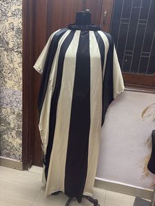 Striped Satin Kaftan Dress