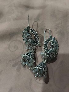 Oxidised Silver Hanging Earrings