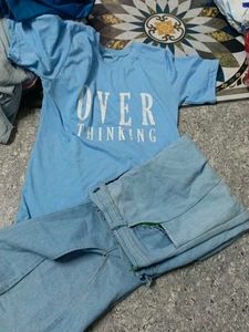 Women Jeans Tshirt Set