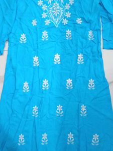 Blue Embroidered Kurti