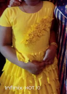Yellow Ruffled Party Dres