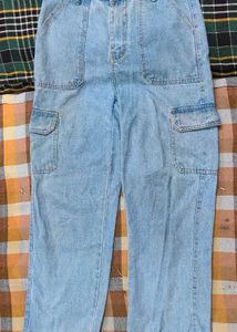 Light Wash Denim Cargo Pants
