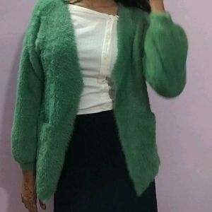 Green Fuzzy Cardigan