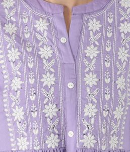 Women Chikan Embroidery Cotton Rayon A-line