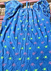 Cute Bug Print Blue Top
