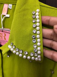 Cord Set Lime Green Embellished Beads Stones