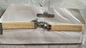 Cream Rhinestone Mesh Choker