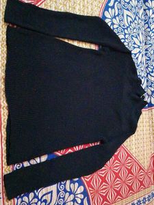 Black Full Sleeves Shimmer Sweater For Women