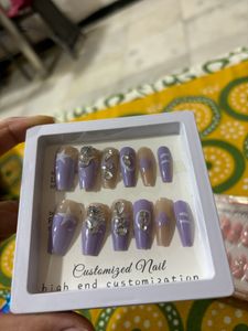 Diamond Rose Studded Star printed Dual Tone Nails