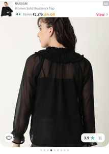 RAREISM Black Sheer Boat Neck Top