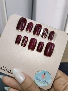 Burgundy Heart Press-On Nails