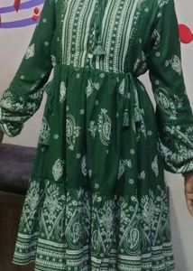 Boho Green Print Dress