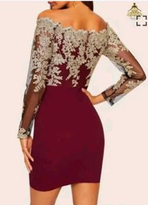 Off-Shoulder Sheer Sleeve Dress