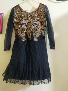 Short Frock With Heavy Embroidery On Neck