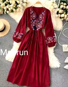 Embroidered Maroon Dress🎉