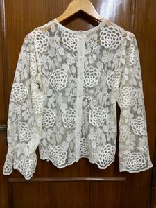 Korean Net/Lace Embroidered Top