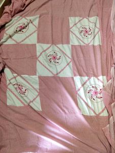 Red And White Double Bed Sheet
