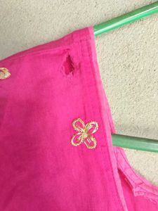 Pink Embroidered Kurti Top