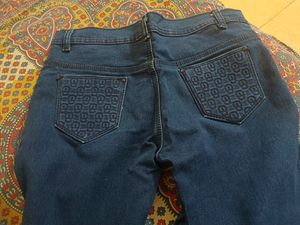 Denim dark blue jeans women
