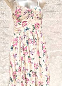 Floral Print Spaghetti Dress Medium Size