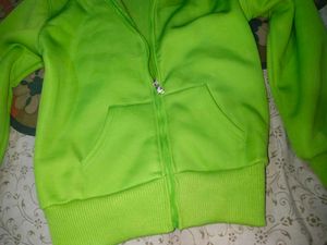 Women Neon Green Winter Sweater Zipper Imported
