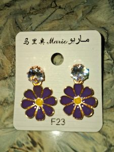 Purple Flower Earrings