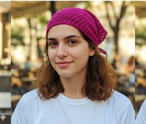 Pink Crochet Bandana