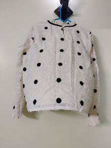 White And Black Polka Dot Top