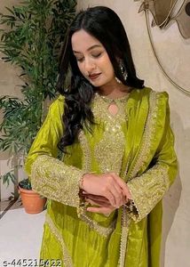 Embroidered Heavy Chinon Silk Kurta Set