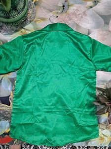 Green Satin Button Down