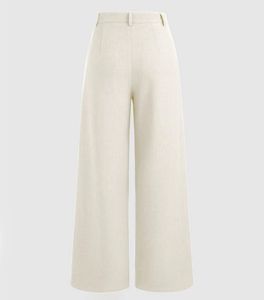 Mid Rise Solid Pocket Straight Leg Trousers In Off