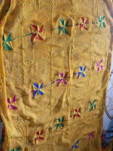 Embroidered Mustard Dupatta