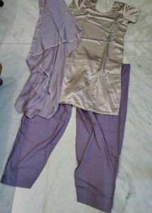 3 Peice Suit Salwar Dupatta Set Lavender Purple