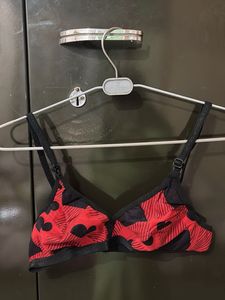 Red & Black Print Bralette