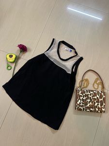 Black And White Net Tank Top