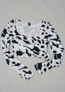 Cow Print Long Sleeve Top